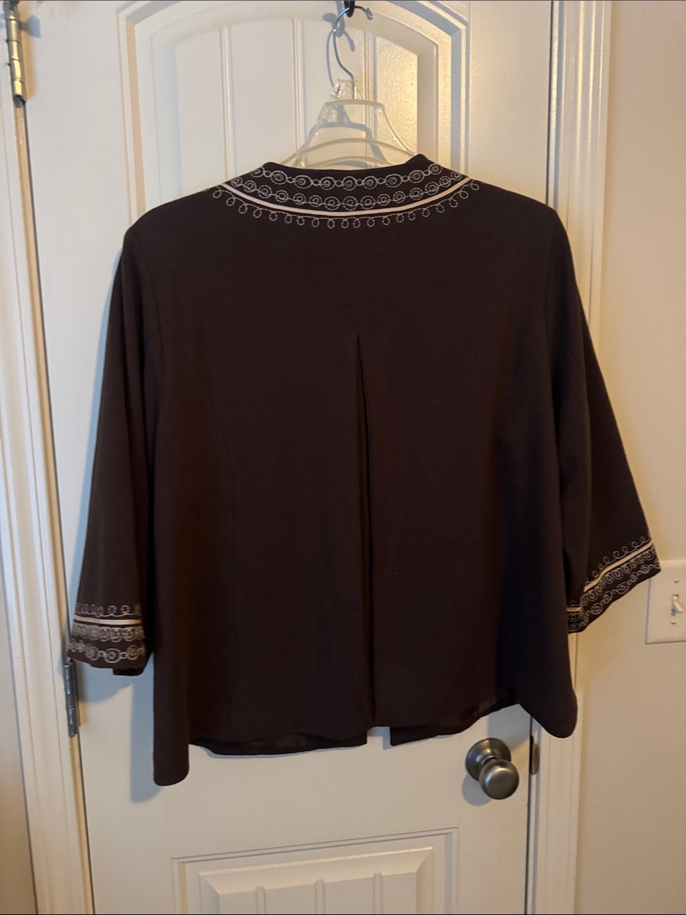 Brown Embroidered Open-Front Jacket - Picture 8 of 8